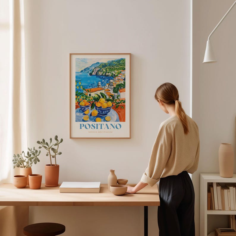 Positano Print: Framed Italian Coastal Wall Art image 2