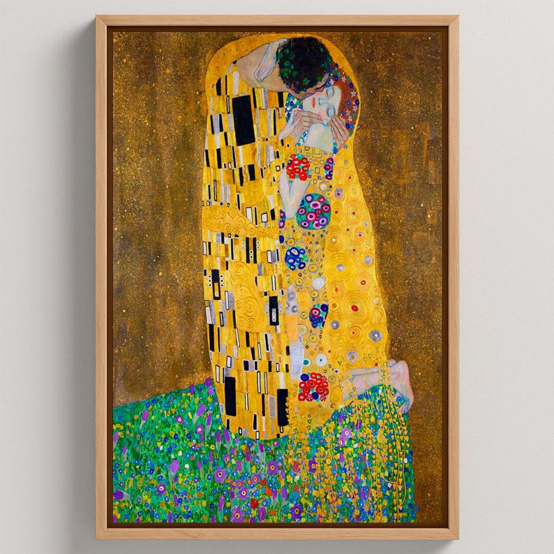 Framed Canvas Gustav Klimt - the Kiss Print - Large Wall Art - Etsy UK
