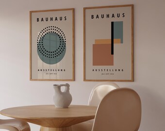 バウハウスポスター　2点セット バウハウス デザイン ポスター 2 枚セット、バウハウス カラフル