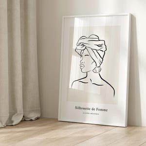 African Woman Line Art, Framed Wall Art, Minimalist Wall Art, Bedroom Decor, Large Wall Art, Face Line Art- Gift for her