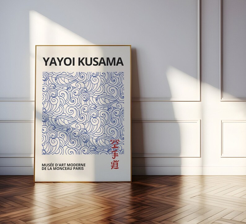 Impression YAYOI KUSAMA, décoration minimaliste encadrée d'art mural, art mural japonais, affiche Yayoi Kusama, déco minimaliste d'art moderne japonais image 7