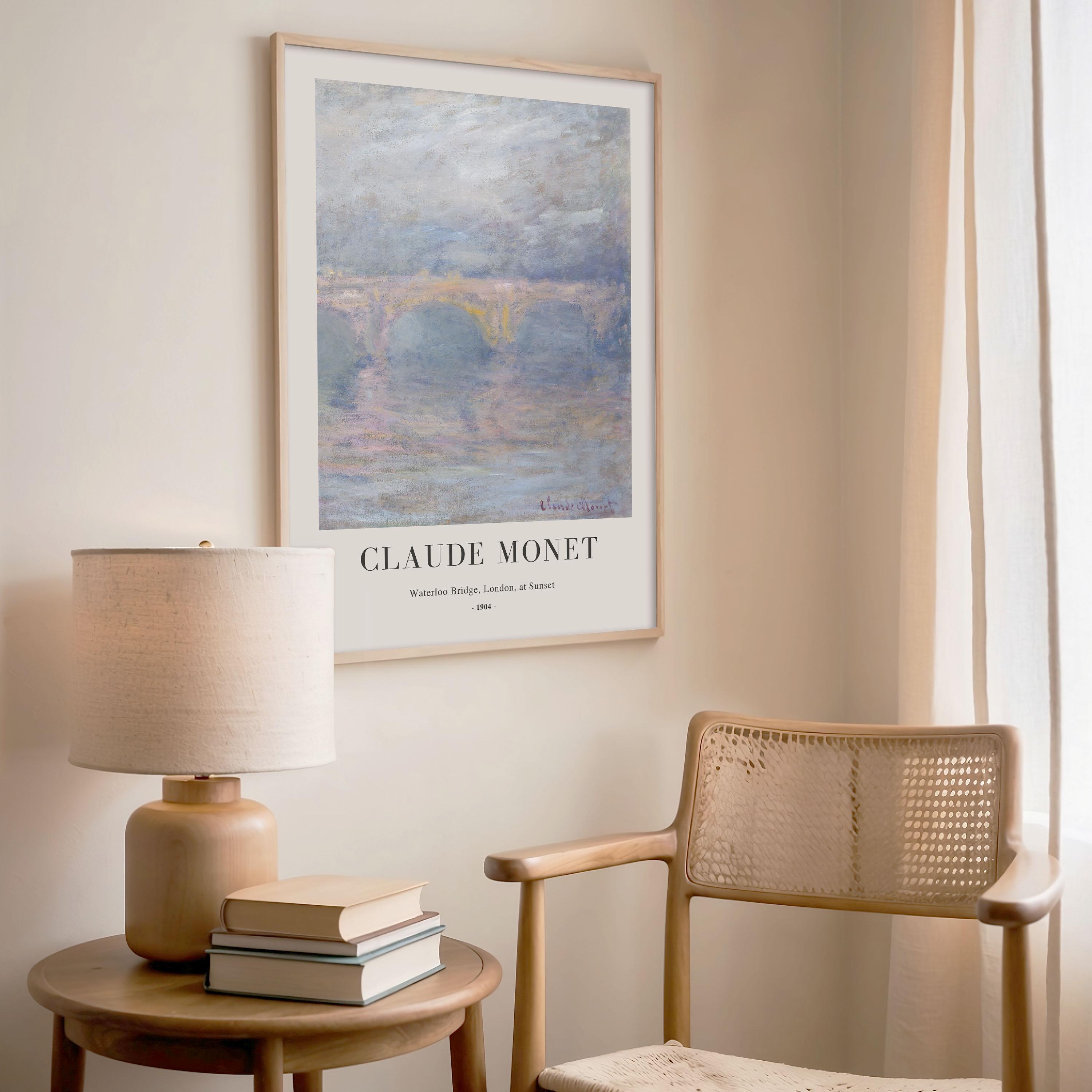 Claude Monet Waterloo Bridge Sunset Print - Framed Impressionist