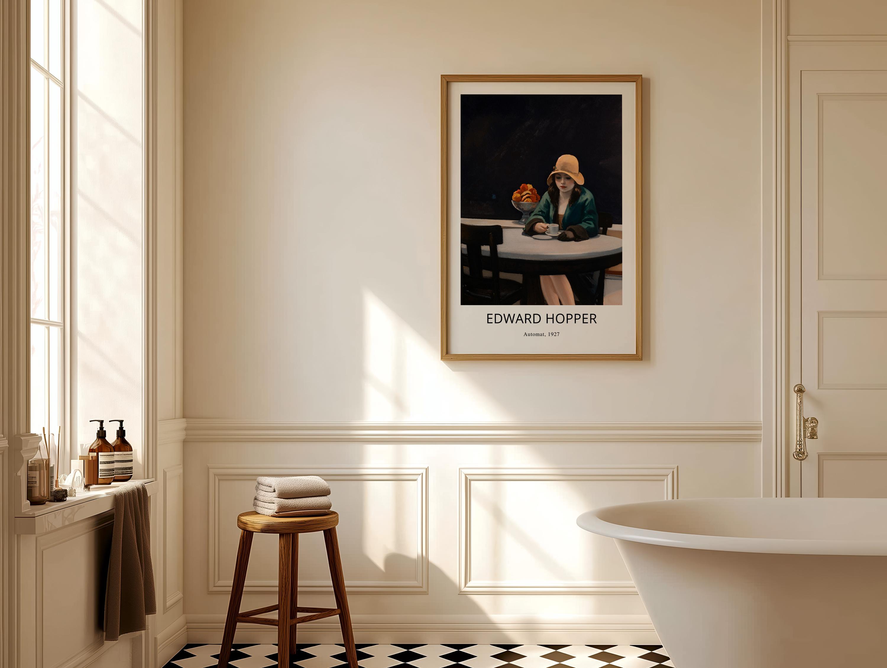 Edward Hopper Automat Print: Vintage Fine Art Poster, Framed