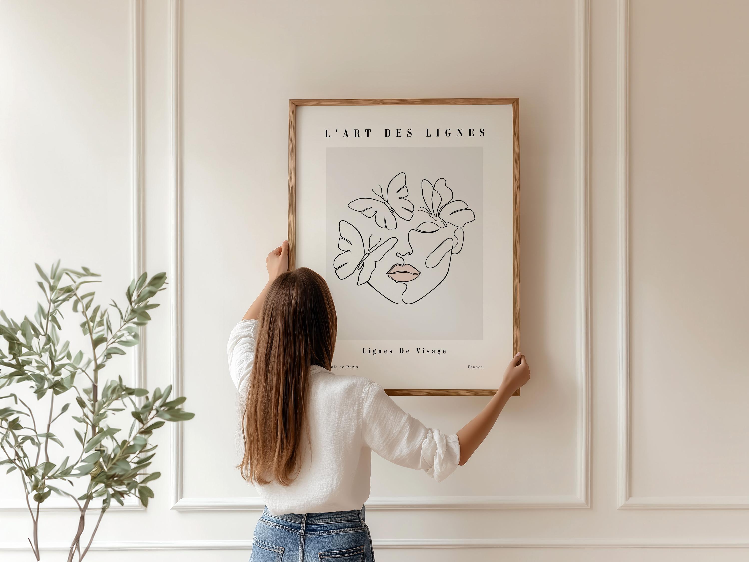 Woman Face Line Art Print: Minimalist Framed Wall Decor - Etsy