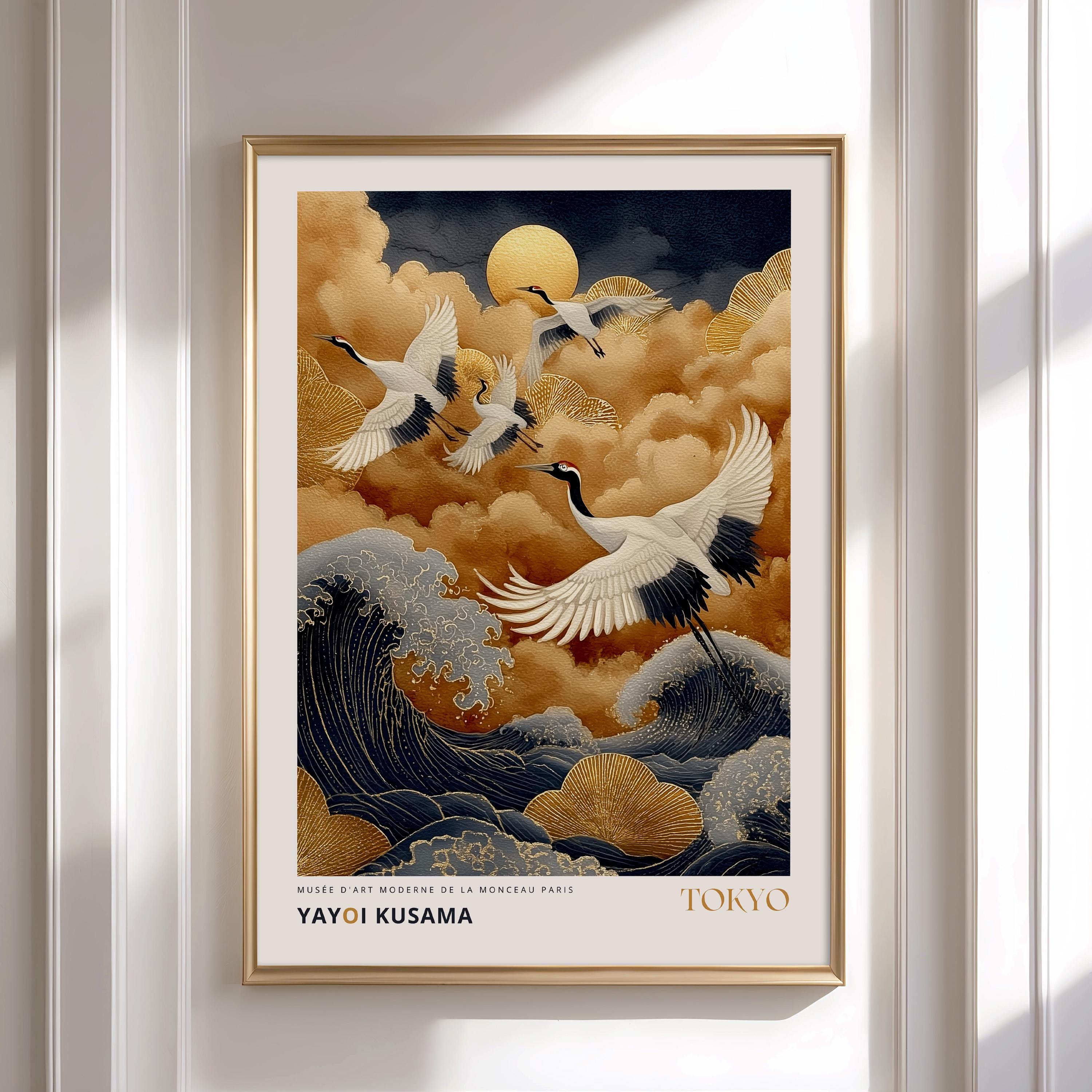 模写 油彩⁄ 草間彌生『花、蝶』 サインあり ⁄ ☆ 花鳥画 ☆ 風景画