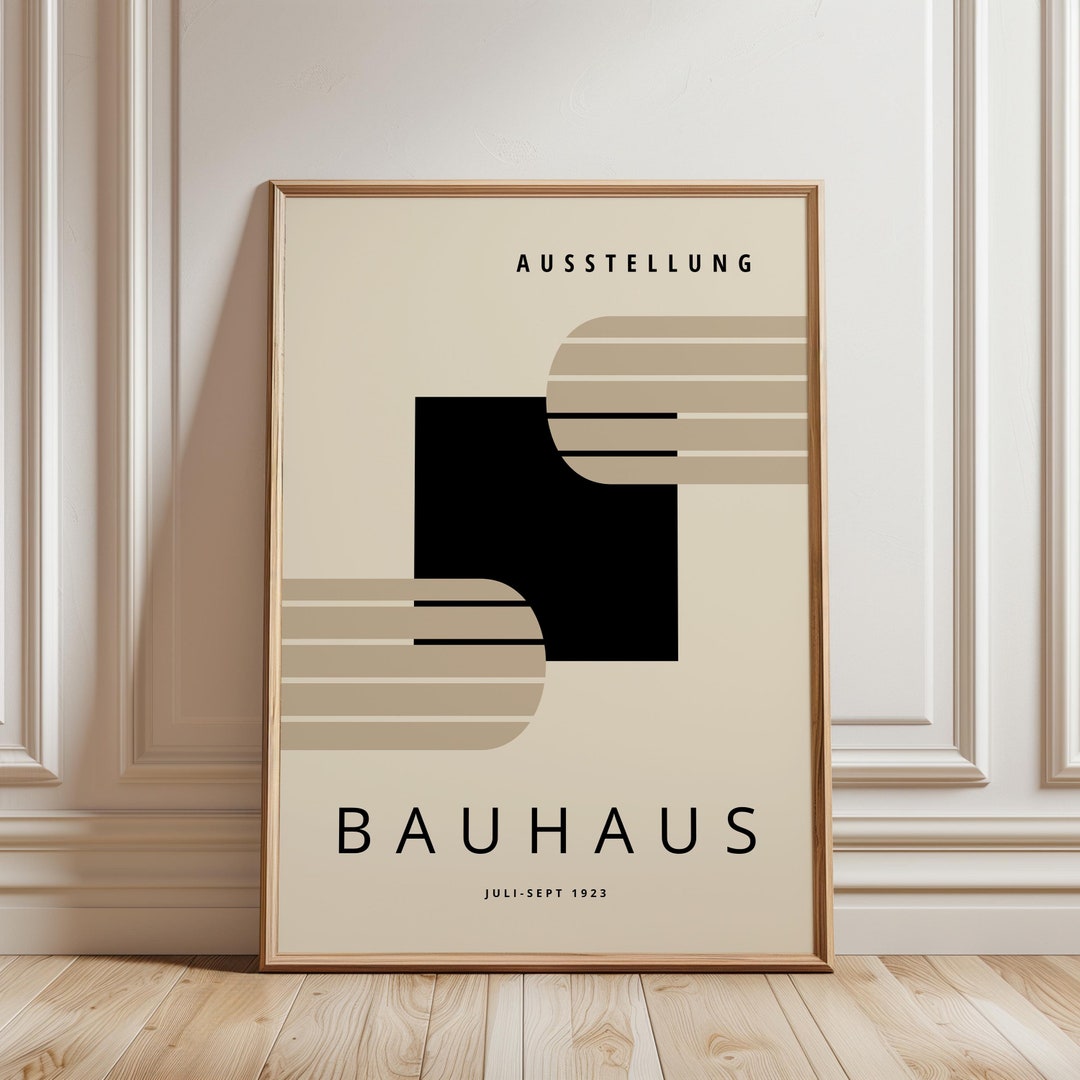 Black Beige Bauhaus Art Print - Mid Century Modern Framed Wall Art - Etsy