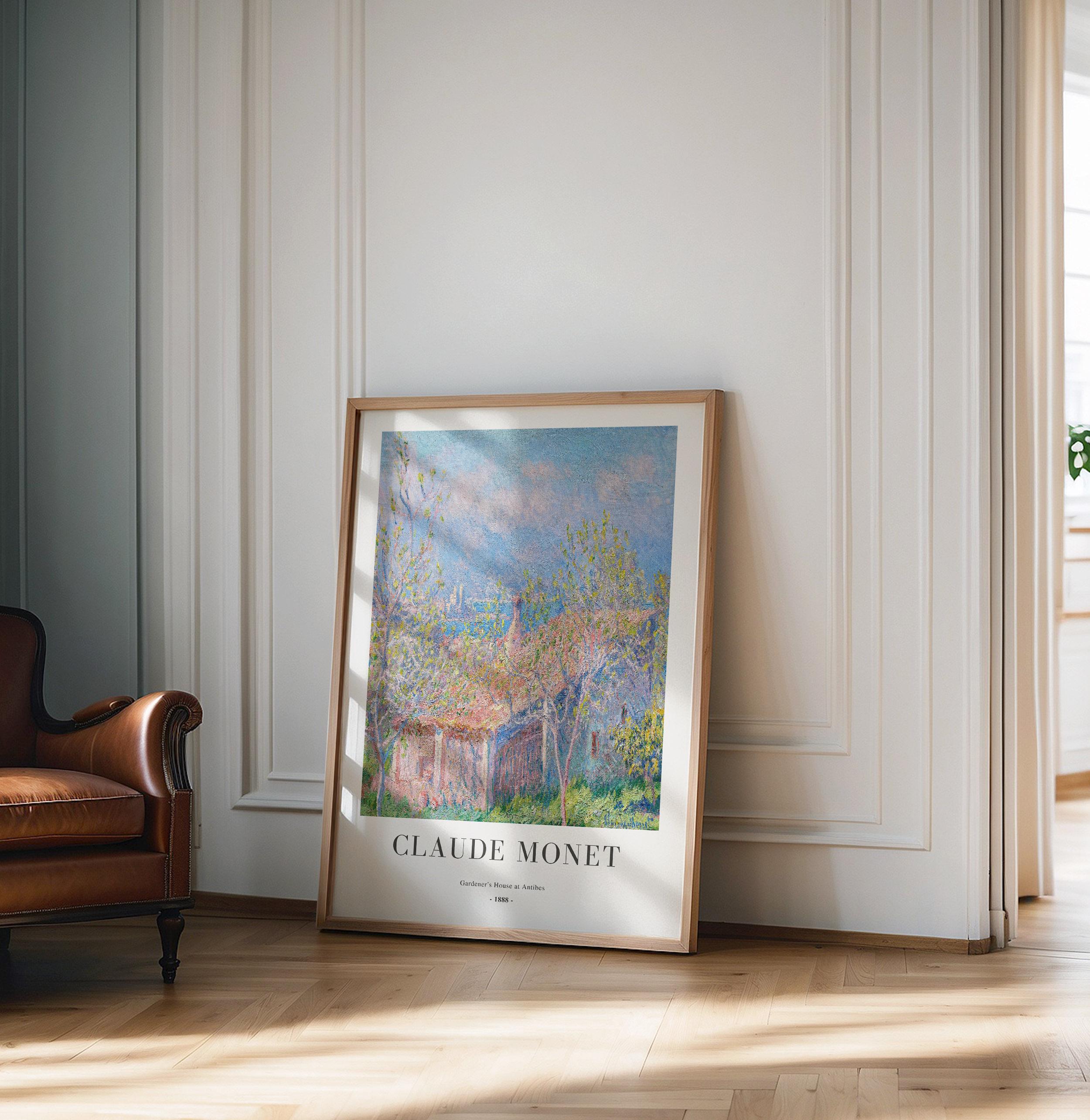 クロード・モネ［ アンティーブの庭師の家］ クロード・モネの版画：アンティーブの庭師の家、額入り素朴な風景画