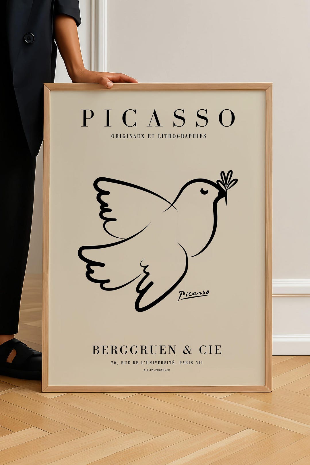Picasso Dove of Peace Print: Mid Century Modern Framed Wall Art Picasso Dove of Peace Print: Mid Century Modern Framed Wall Art