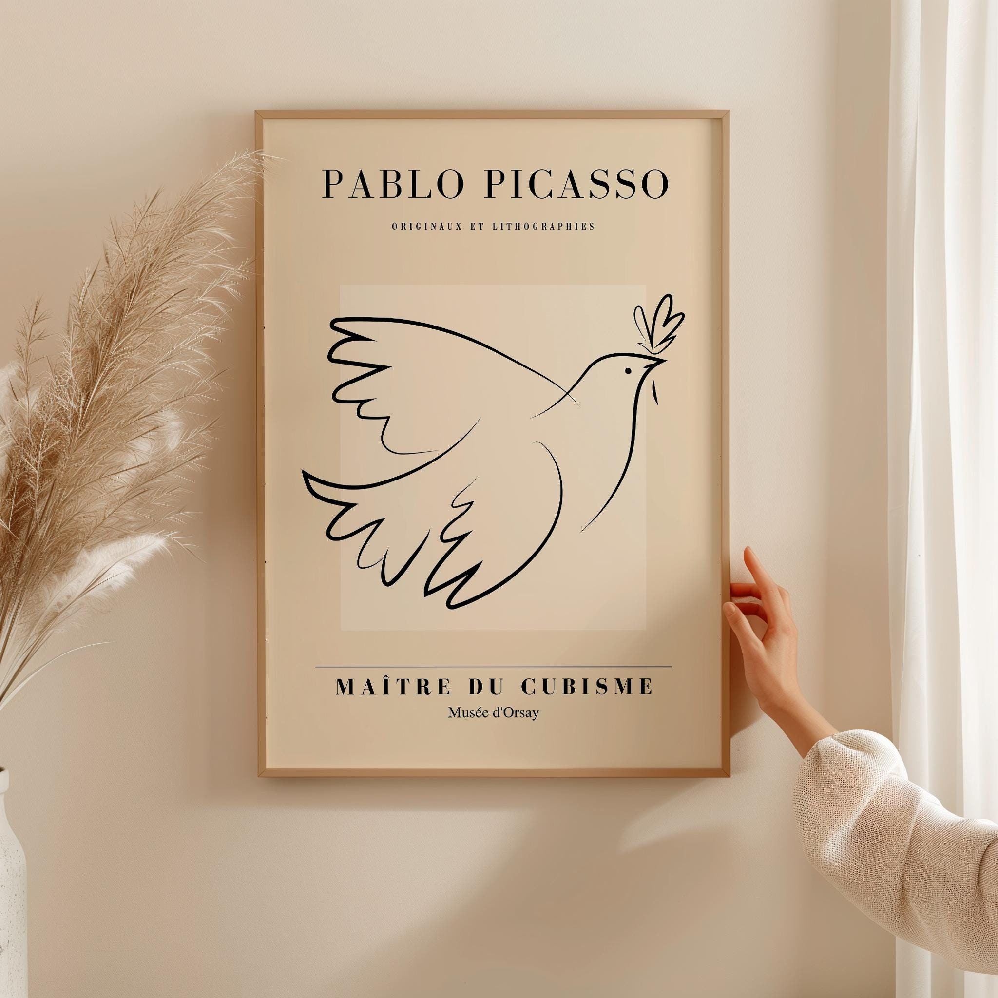 Picasso Dove of Peace, Framed Wall Art, Wall Decor, Minimalist Wall Art, Large Wall Art, Mid Century Modern, Housewarming Gift