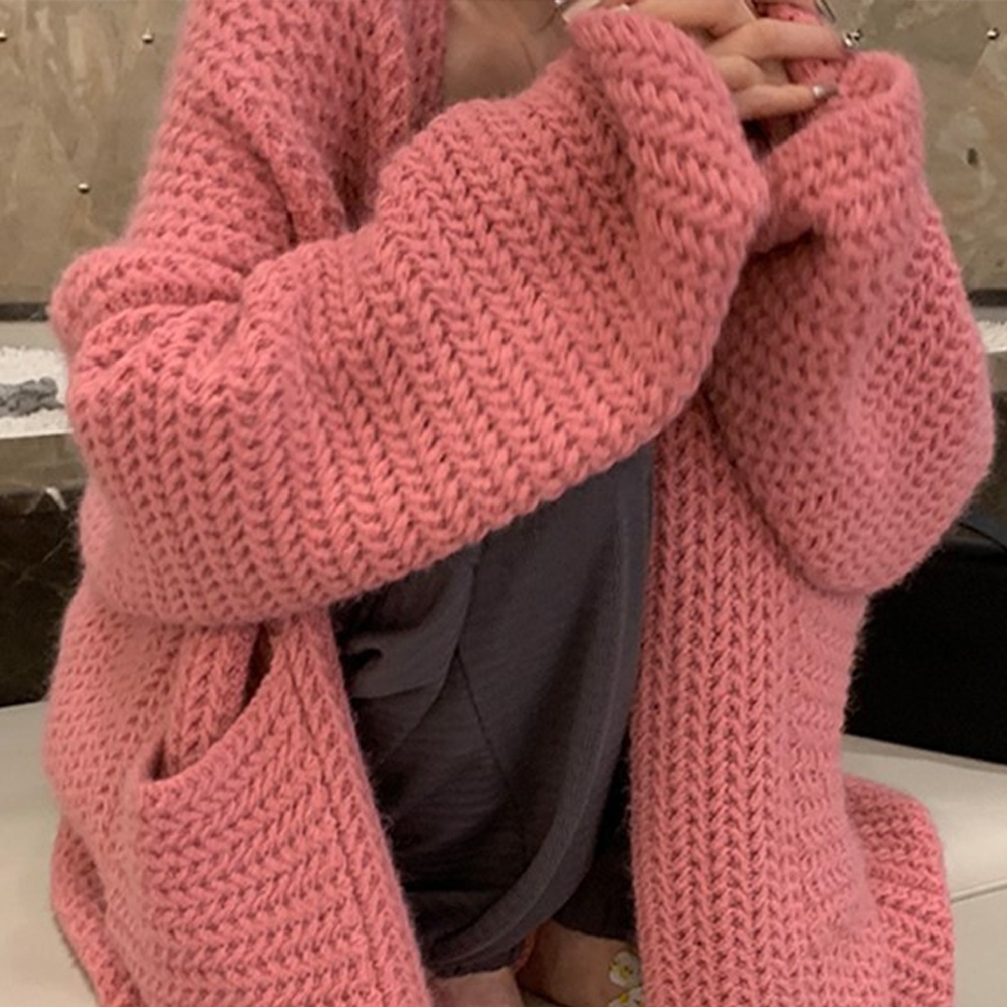 White Chunky Knit Cardigan Women Loose Cozy Casual Cardigan Etsy UK