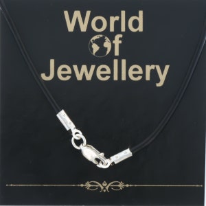 Black 2mm Leather Cord Necklace with Sterling Silver Clasp Length 14 16 18 20 22 24 26 28 30 Inch image 5