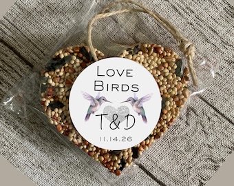 12 Wedding bird seed cake favors personalized | Bridal shower favor gift for guests | Engagement party | Love birds nature | Wedding shower