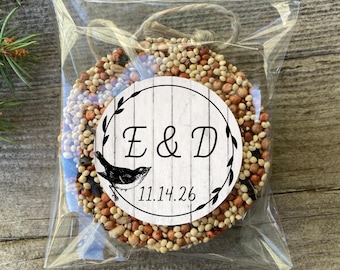 12 Custom wedding favor bird seed cakes | Bridal shower party favor gifts | Engagement favors | Fall  wedding favor | Personalized love bird
