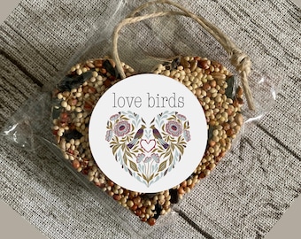 12 Custom wedding favor bird seed cakes | Bridal shower party favor gifts | Engagement party favors | Nature lover wedding shower favor gift
