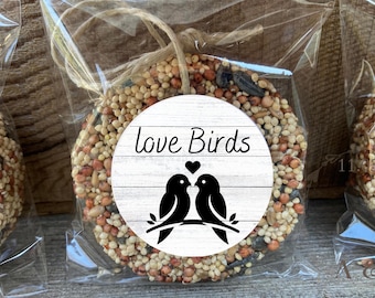 12 Wedding favor bird seed cakes | Bridal shower party favor gifts | Engagement favor for guests | Nature lover wedding favors | Love birds