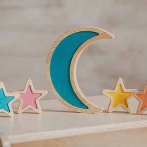 Stars and Moon Decoration - Kids room  - Wall hanging decoration - nursery decor - Baby Gift - Wall Decor- Stars  baby shower - 3D