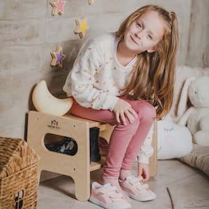 Montessori Shoe Storage and Stool - Multifunctional Shoe Bench - Nursery Furniture - Shoe rack - Footwear organizer - Shoe Bench Entryways