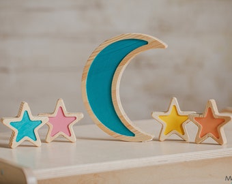Wooden Stars and Moon Wall Decor: Handmade Nursery Decoration