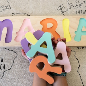 Personalized Name Puzzle - Montessori and Waldorf Wooden Toy - Nursery Decor and Baby Gift - 1st Birthday Present