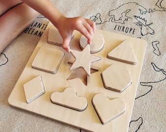 Puzzle Montessori z drewna brzozowego: Sorter z drewna brzozowego