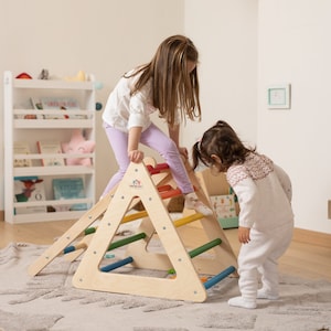 Triangle Climber  for Toddler - Montessori Wooden Toy for Toddler Climbing, Mini Triangle Slide Ramp and Ladder