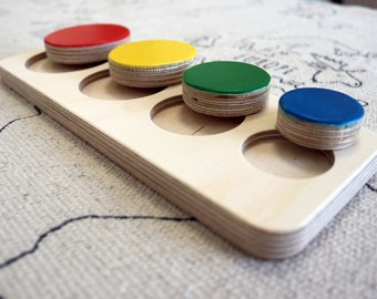 Puzzle koła: drewniana zabawka Montessori w kształcie kształtów