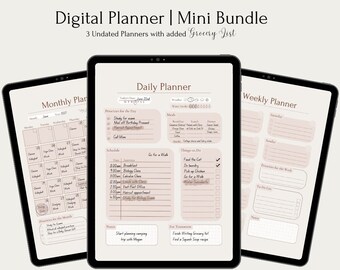 Digital Planner | Ipad Planner | Goodnotes | Notability | Undated Planner | Daily Planner | Weekly Planner, Monthly Planner, Grocery List