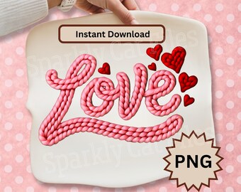 Valentine Love Heart png Sublimation Design Coquette Retro Valentine Shirt PNG Download Faux Yarn Texture Coquette Valentine PNG