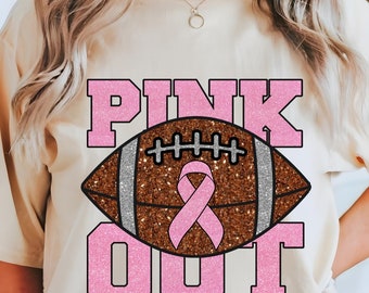 Pink Out Football PNG, Breast Cancer Awareness, Game Day (Digital Download)