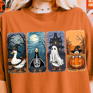 Spooky Goose Halloween PNG, Witch Goose PNG, Fall Shirt Png, Autumn Png, Skeleton Goose, Pumpkin Goose, Halloween Ghost Goose