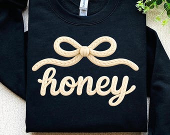 Yarn Knitted Honey PNG, Honey Latch Hook Yarn Style Cozy Knitted Mom Sublimation, Cozy Christmas, Mother's Day