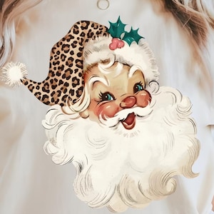 Leopard Vintage Santa Png Svg, Vintage Jul, Retro Jultomte, Leopard Jul Png Svg, Jul Sublimering Design, Direkt Nedladdning