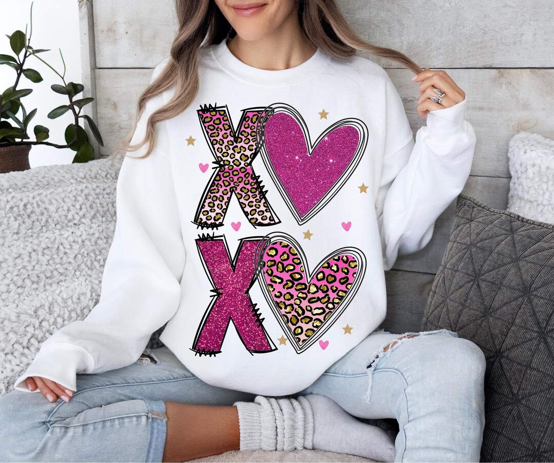 XOXO Valentine Day Heart Leopard Png, Coquette XOXO Glitter Png ...