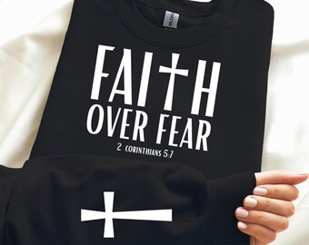 Faith Over Fear Cross Design, Christian PNG SVG (Digital Download)