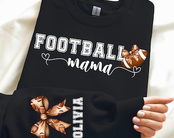 Coquette Football Mama, Custom Name Sleeve Design (PNG, SVG)