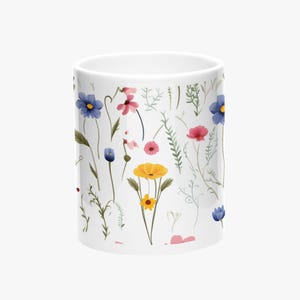 Wildflower Meadow Mug – 11oz Ceramic Coffee Cup with Delicate Floral Design