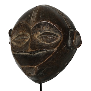 African mask - Congo. Katanga region. Luba or Baluba People. Ceremonial wooden vintage mask (1970)