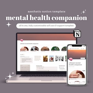 Pianificatore di nozioni di salute mentale / Dashboard di nozione di cura personale definitiva / Pianificatore ADHD per nozione / Nozione estetica per la salute mentale
