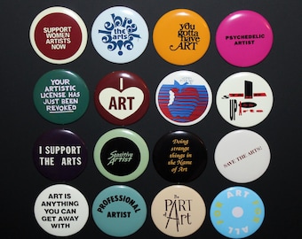 Vintage Reproduction Art Artist Pinback Pin Buttons, Retro Feminist, Support the Arts, Fine Art Gifts