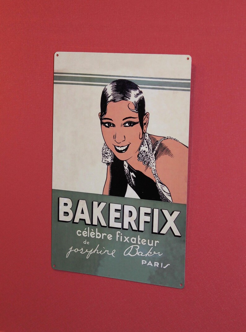 Bakerfix Josephine Baker Bakerfix Metal Sign – 1920s Art Deco Advertisement Wall ...