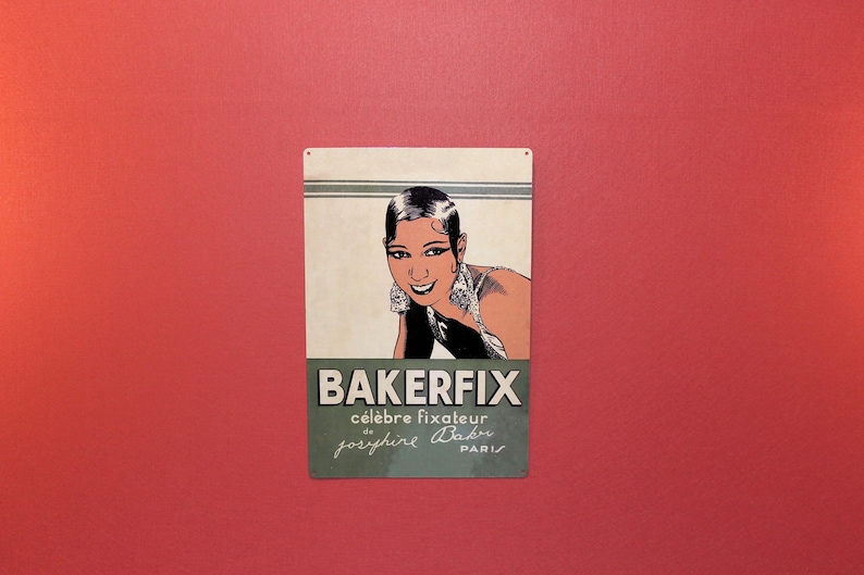Bakerfix Josephine Baker Bakerfix Metal Sign – 1920s Art Deco Advertisement Wall ...