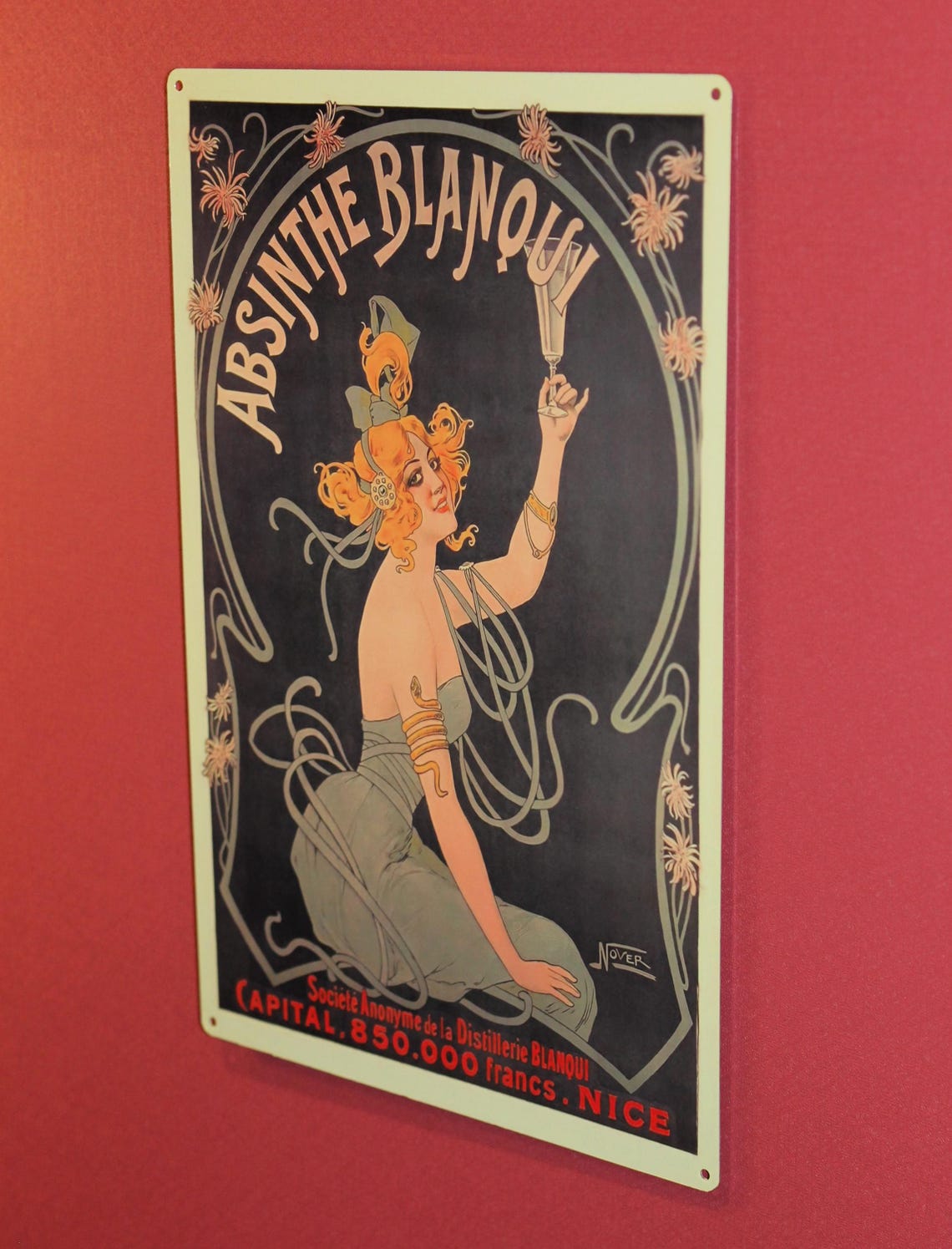 Art Nouveau Absinthe Blanqui Green Fairy Liquor Ad Metal Wall Plaque ...