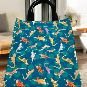 Bearded Dragon Print Tote Bag, Lightweight Tote, Breathable Bag, Beardie Design, Reusable Shopping Bag, Eco-friendly Bag