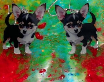 chihuahua Earrings, Acrylic Earrings, chihuahua Jewelry, Dog Lover Gift, Animal Earrings, Statement Jewelry