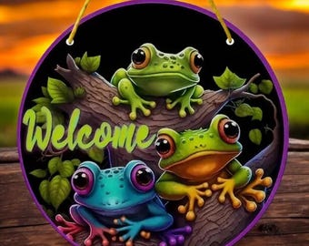 Frogs Acrylic Decorative Sign, Welcome Plaque, Home Wall Art, Cute Gift, Frog Lover Gift