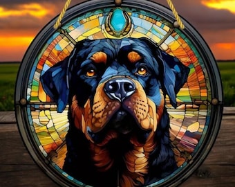 6x6 Rottweiler Acrylic Sun Catcher, Dog Lover Gift, Home Decor, Unique Gift for Dog Lovers