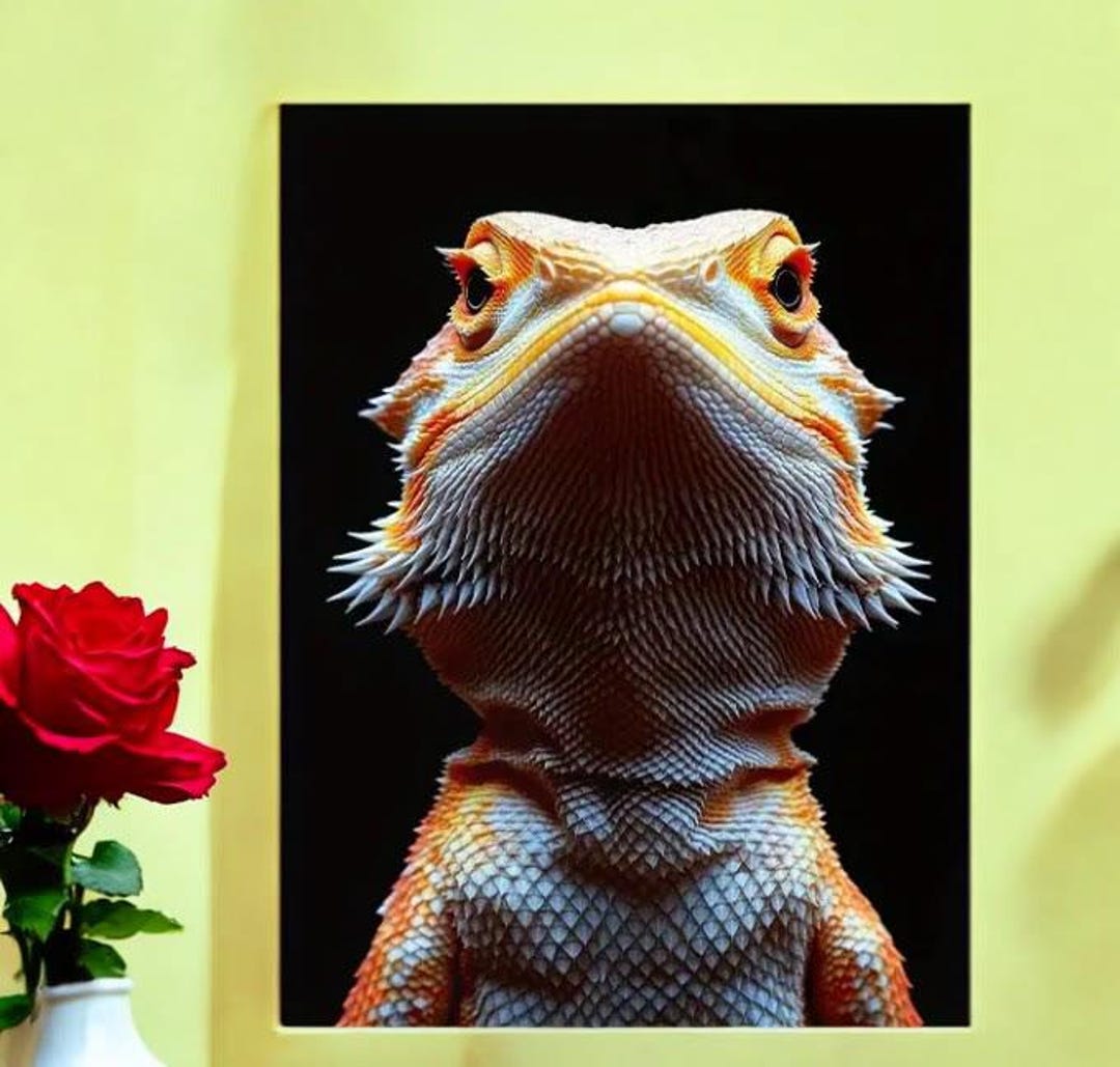 Bearded Dragon Wall Art Glass Framed 12x16, Reptile Lover Gift, Unique ...