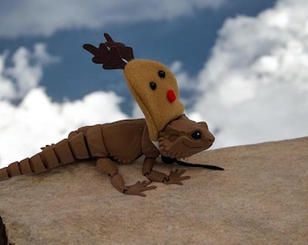 Bearded Dragon Reindeer Hat, Bearded Dragon Accessory, Pet Accessories, Reptile Costume, Dragon Hat, Fun Pet Gift