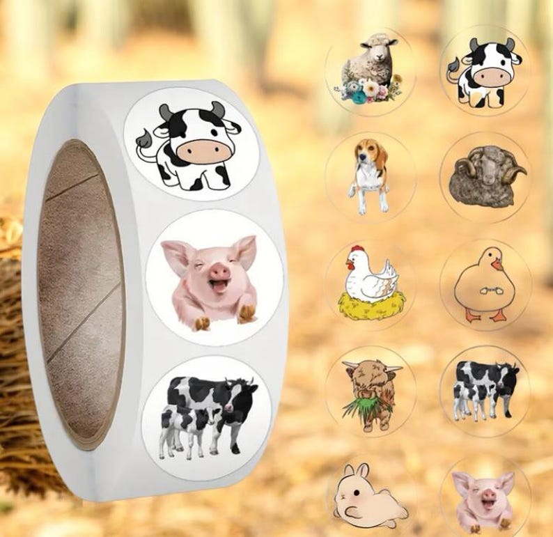 500pcs Farm Animal Stickers Pack, Adhesive Animal Decals, Cute Animal ...