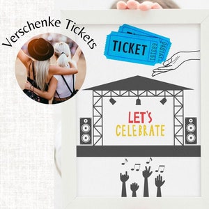 DIY Geschenk Konzertkarten und Konzertickets. Verschenke deine Tickets kreativ als Poster. Zum Download und Ausdrucken als PDF in DIN A4